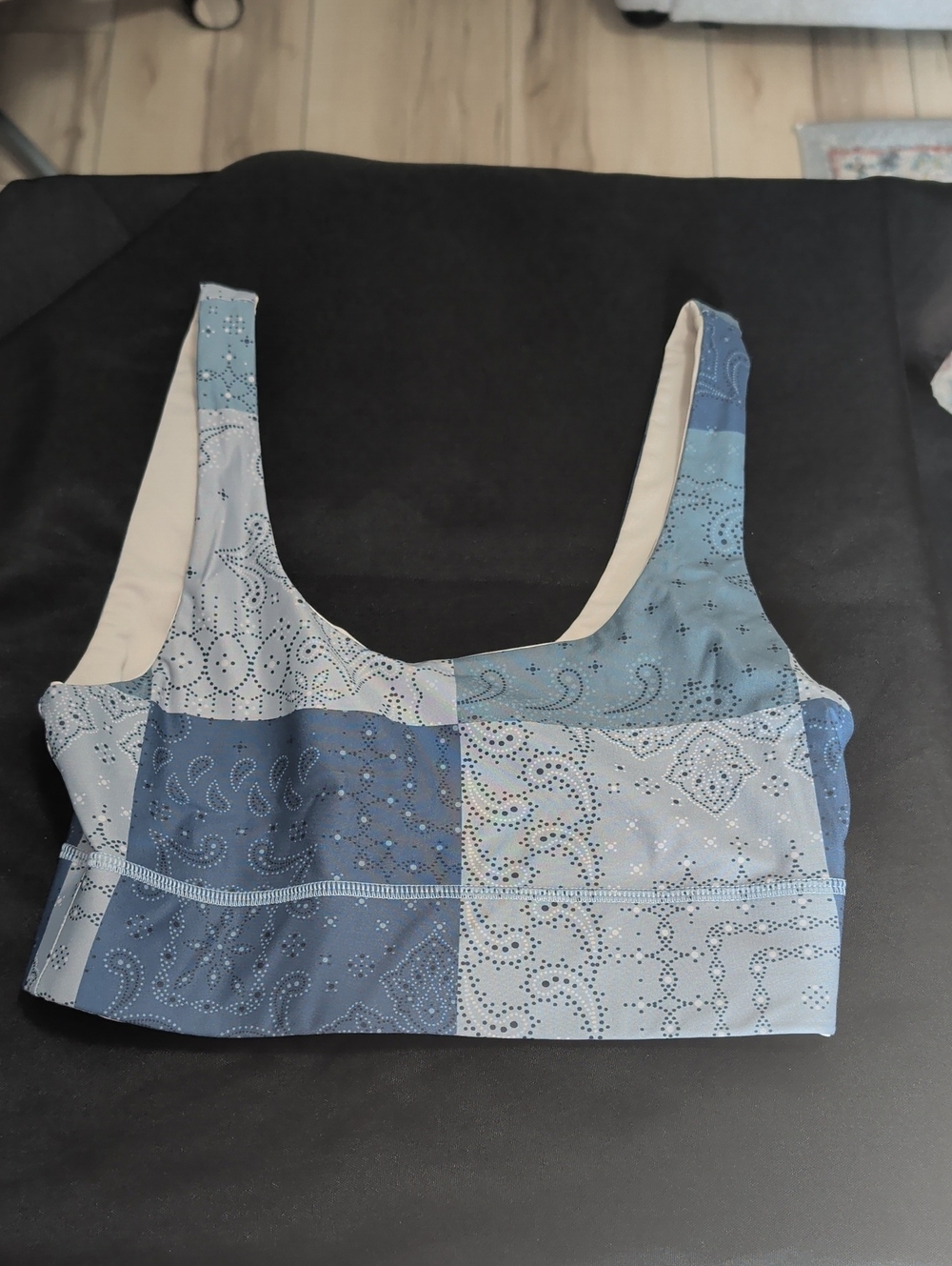 Blue Patchwork Print Bralette